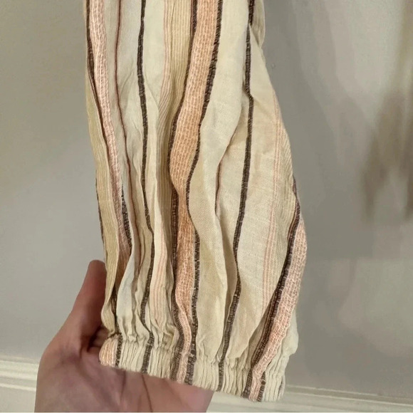 L Space Play It Cool Top Cropped Long Sleeve with tie Cream Striped Sz XS NWT - Picture 4 of 8